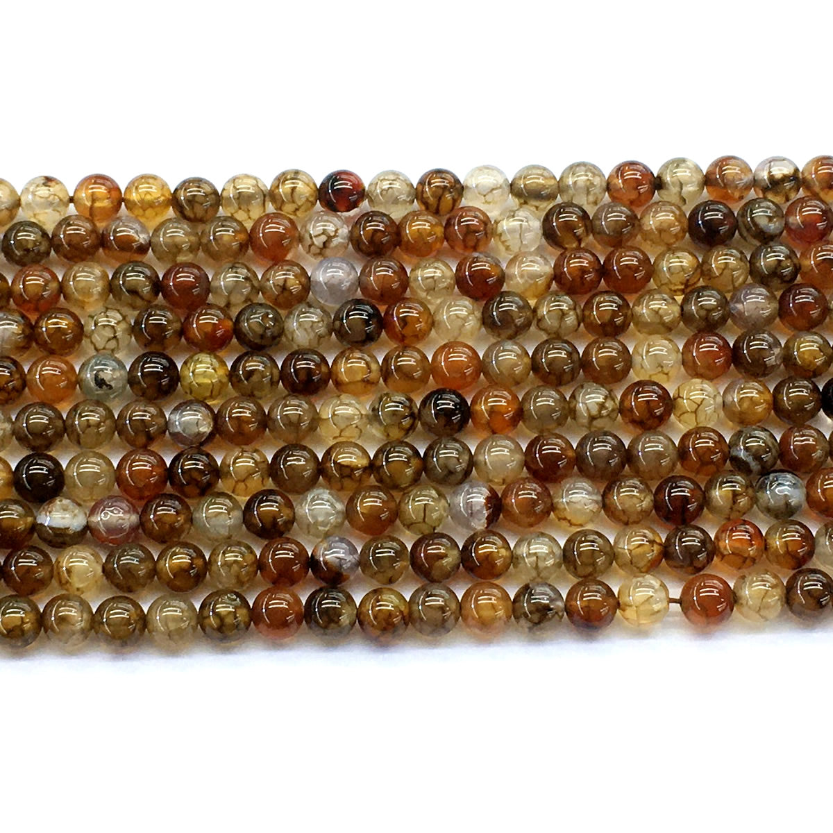 CAG143 Dragon Vein Agate Beads Smooth Round 4mm 15.5" Strand