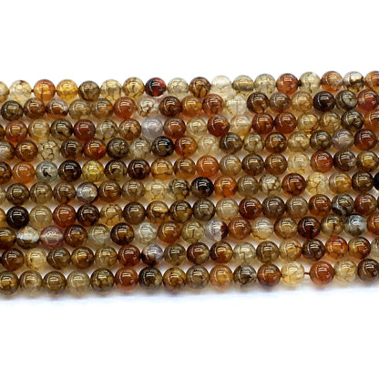 CAG143 Dragon Vein Agate Beads Smooth Round 4mm 15.5" Strand