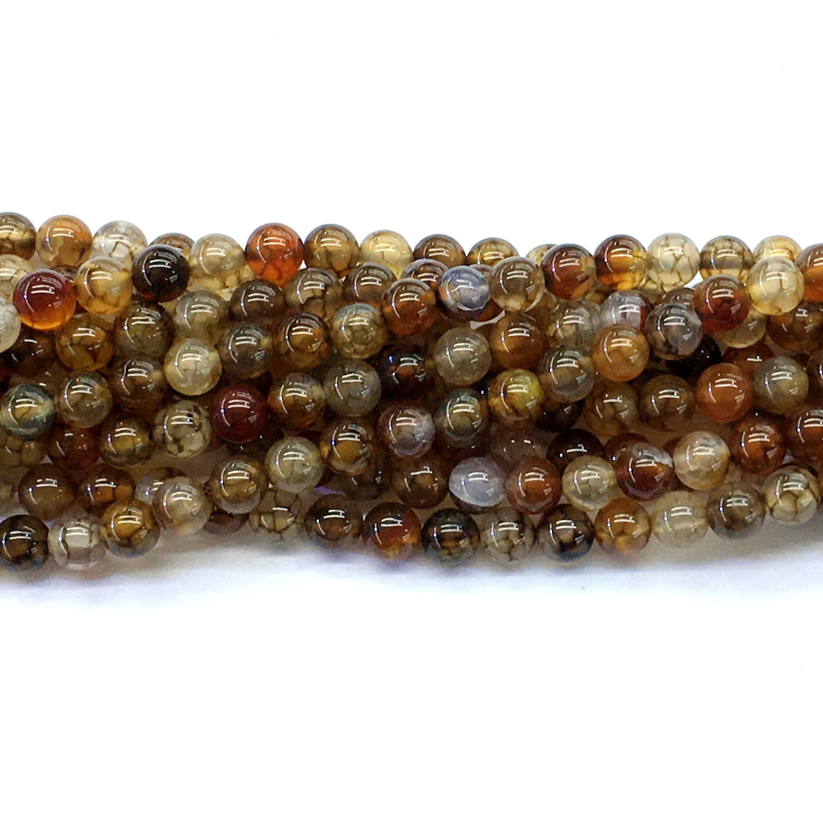 CAG143 Dragon Vein Agate Beads Smooth Round 4mm 15.5" Strand