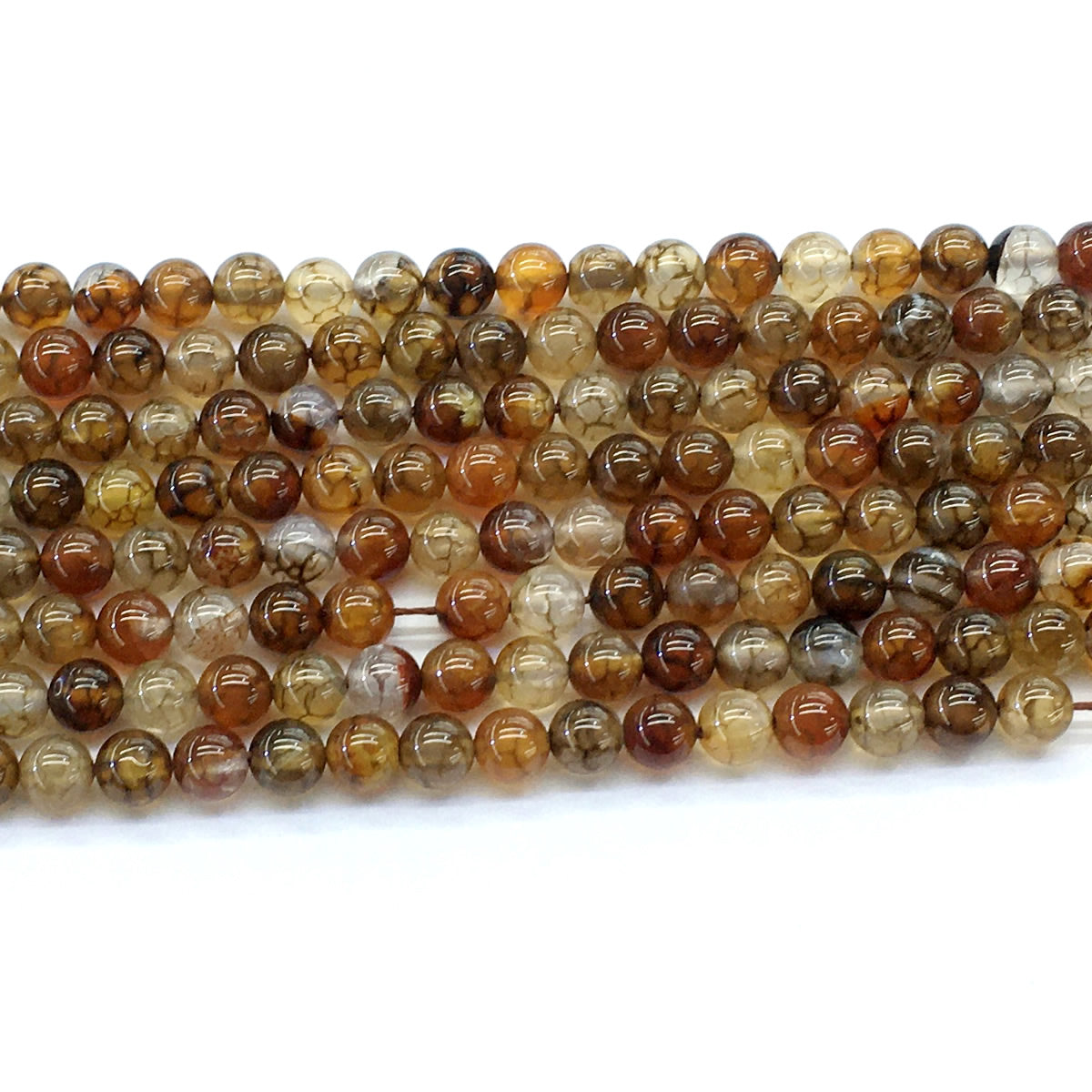 CAG144 Dragon Vein Agate Beads Smooth Round 6mm 15.5" Strand