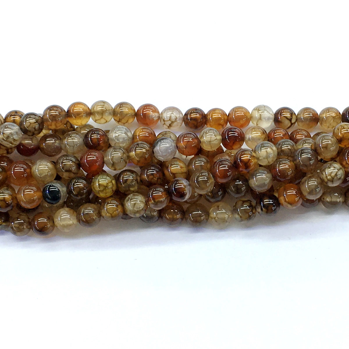 CAG144 Dragon Vein Agate Beads Smooth Round 6mm 15.5" Strand