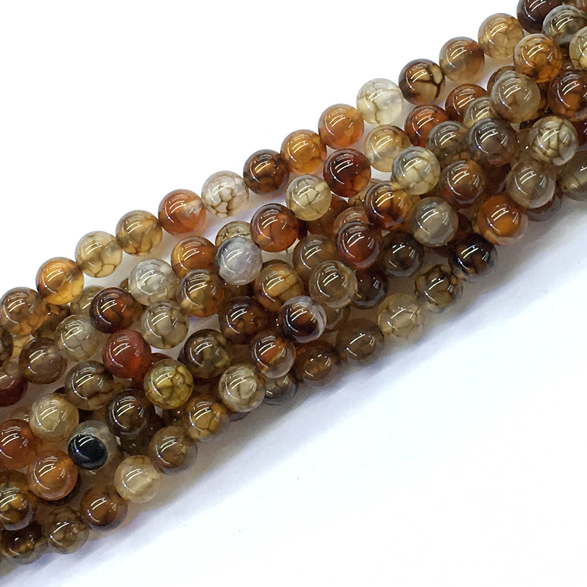 CAG144 Dragon Vein Agate Beads Smooth Round 6mm 15.5" Strand