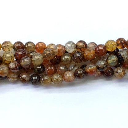 CAG145 Dragon Vein Agate Beads Smooth Round 8mm 15.5" Strand