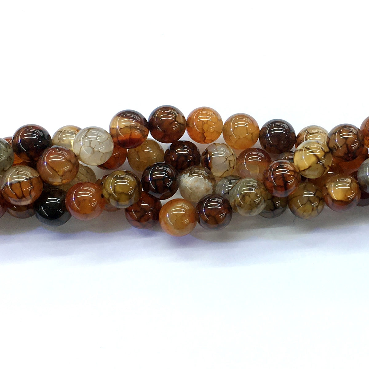 CAG146 Dragon Vein Agate Beads Smooth Round 10mm 15.5" Strand