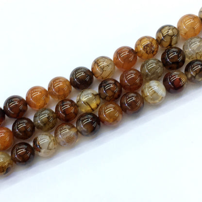 CAG147 Dragon Vein Agate Beads Smooth Round 12mm 15.5" Strand