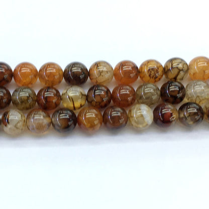 CAG147 Dragon Vein Agate Beads Smooth Round 12mm 15.5" Strand