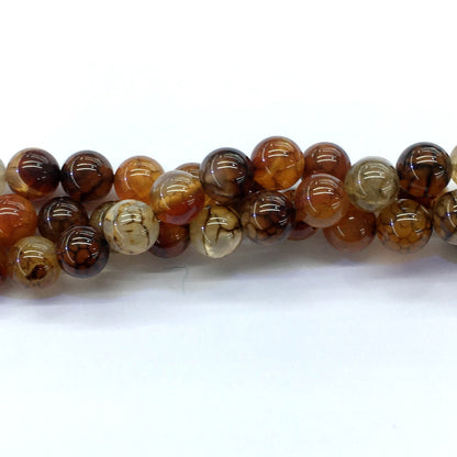 CAG147 Dragon Vein Agate Beads Smooth Round 12mm 15.5" Strand