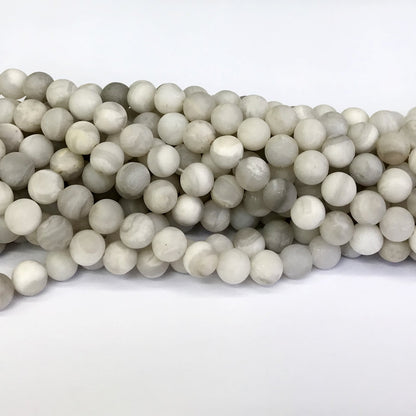 CAG150 White Crazy Lace Agate Beads Matte Round 4mm 15" Strand