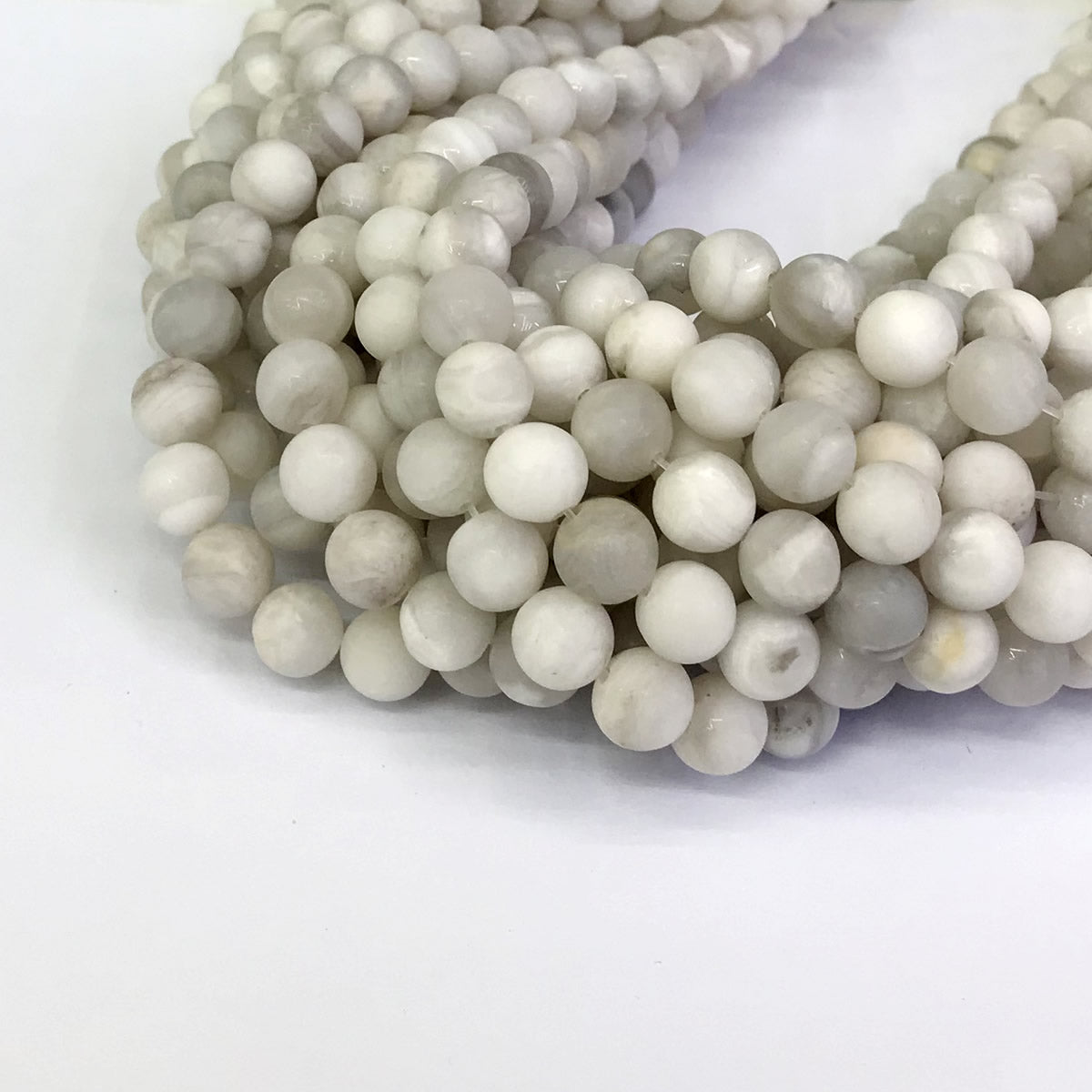 CAG150 White Crazy Lace Agate Beads Matte Round 4mm 15" Strand