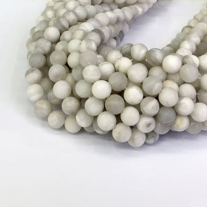 CAG151 White Crazy Lace Agate Beads Matte Round 6mm 15" Strand