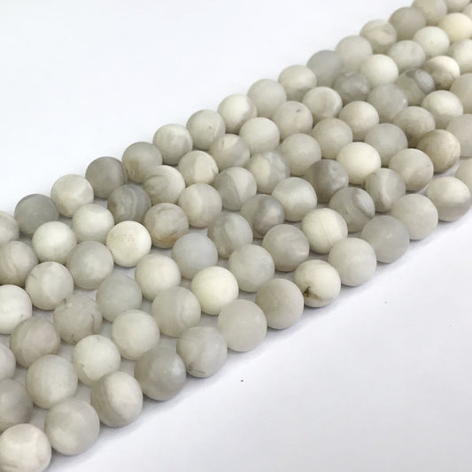 CAG152 White Crazy Lace Agate Beads Matte Round 8mm 15" Strand