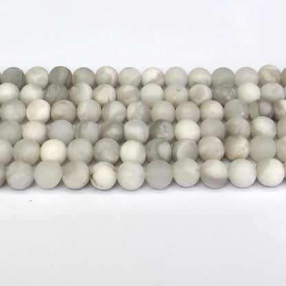 CAG152 White Crazy Lace Agate Beads Matte Round 8mm 15" Strand