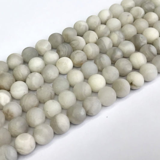 CAG153 White Crazy Lace Agate Beads Matte Round 10mm 15" Strand