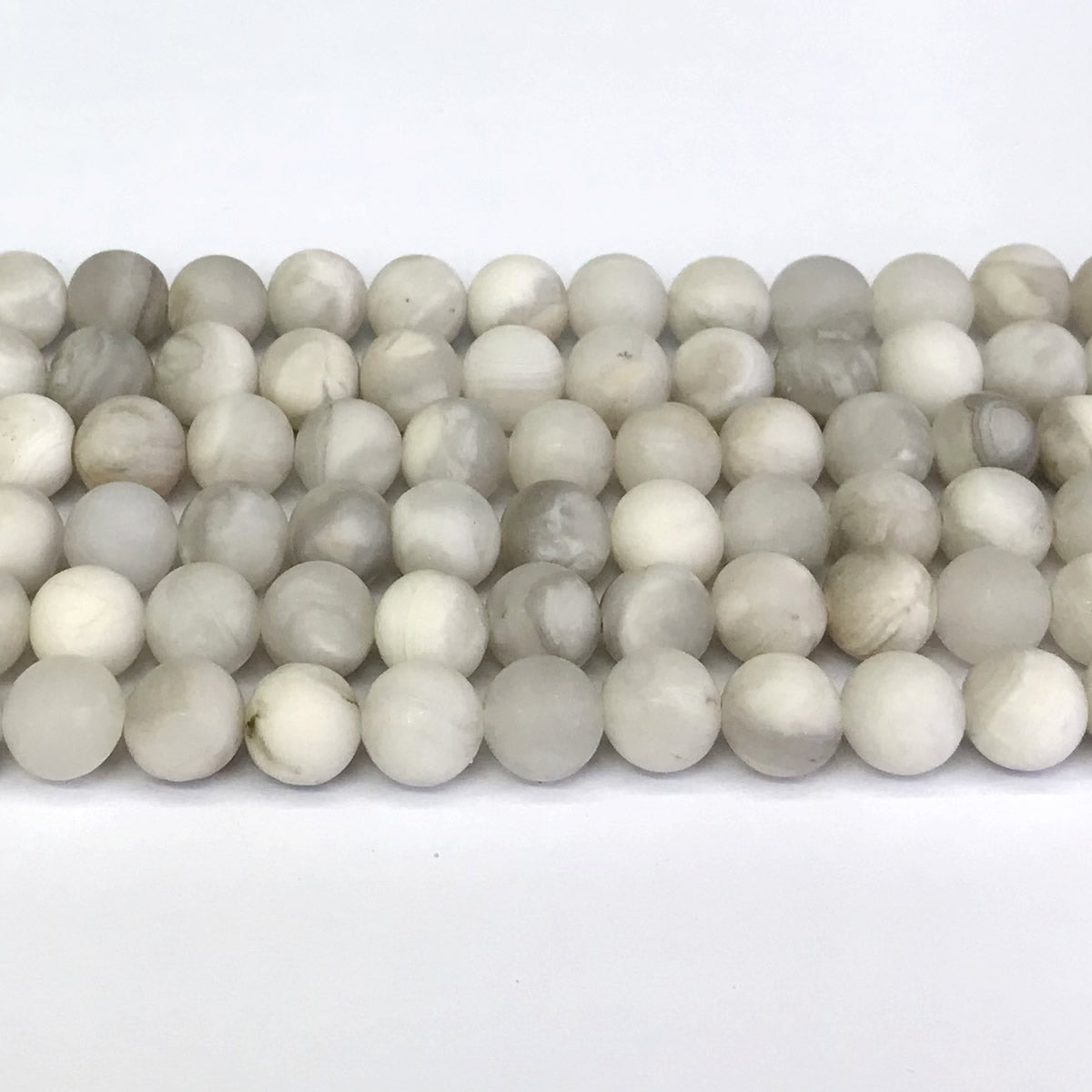 CAG153 White Crazy Lace Agate Beads Matte Round 10mm 15" Strand