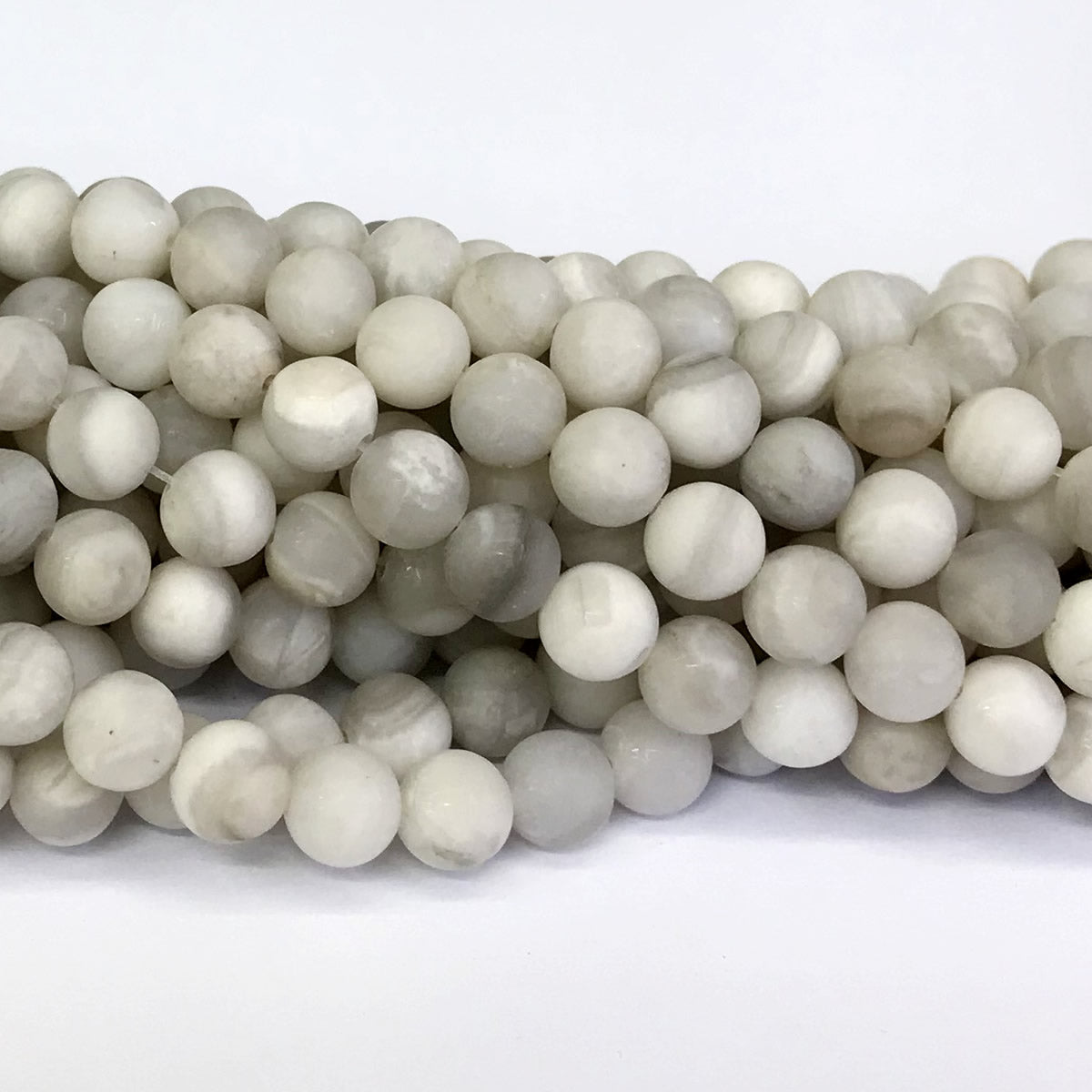 CAG153 White Crazy Lace Agate Beads Matte Round 10mm 15" Strand