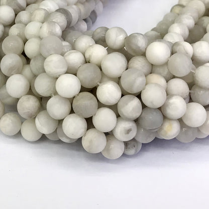 CAG153 White Crazy Lace Agate Beads Matte Round 10mm 15" Strand