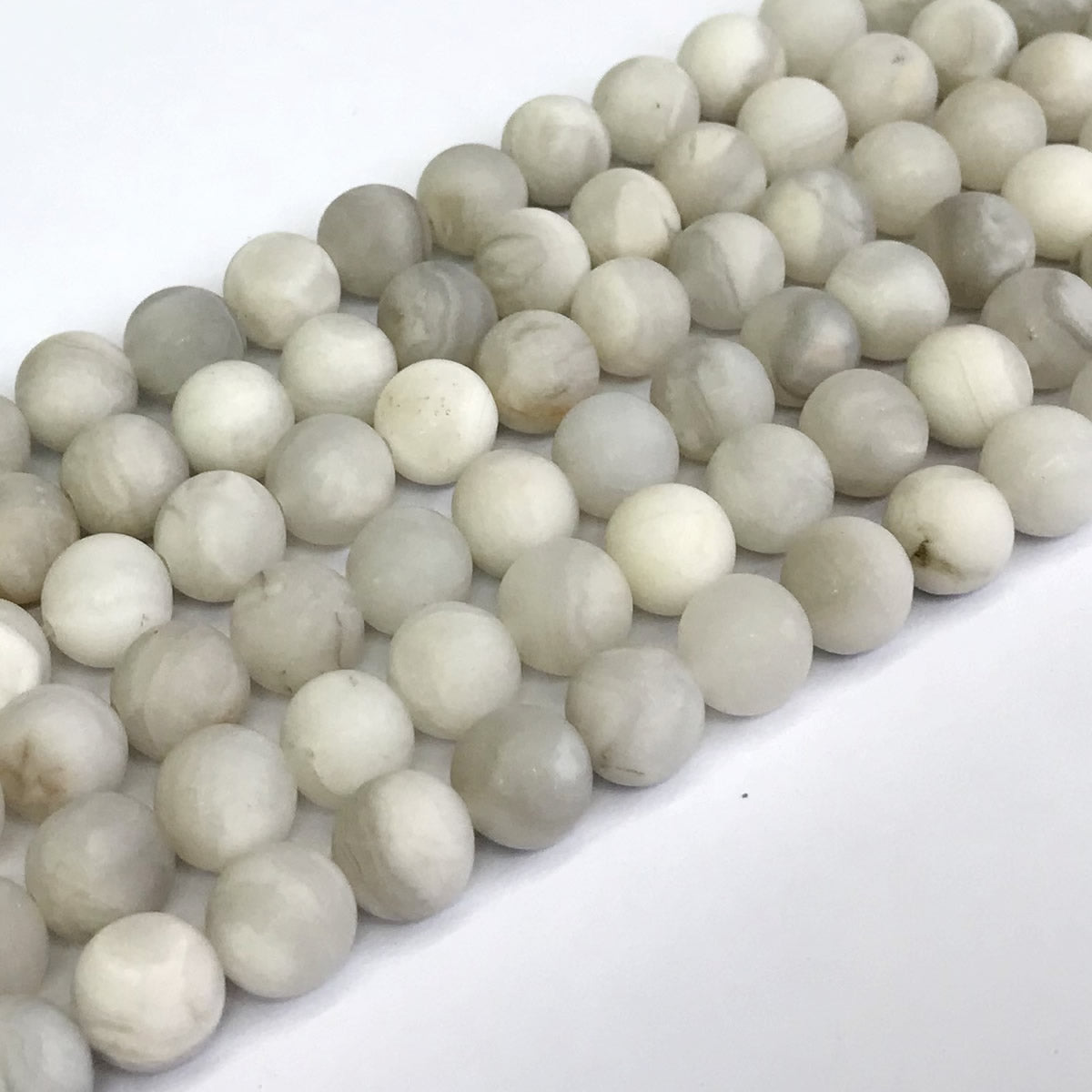 CAG154 White Crazy Lace Agate Beads Matte Round 12mm 15" Strand