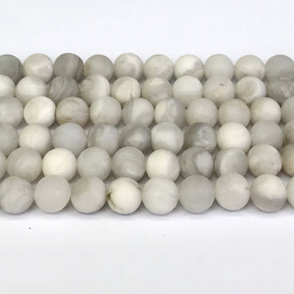 CAG154 White Crazy Lace Agate Beads Matte Round 12mm 15" Strand