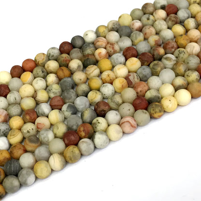 CAG158 Yellow Crazy Lace Agate Beads Matte Round 4mm 15" Strand