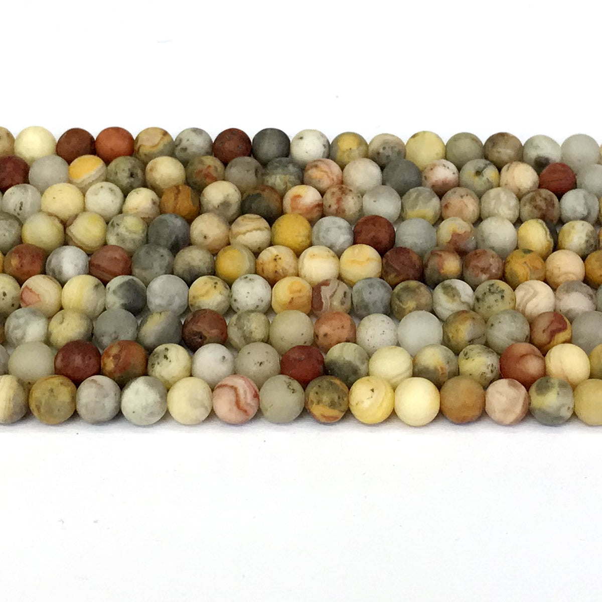 CAG158 Yellow Crazy Lace Agate Beads Matte Round 4mm 15" Strand