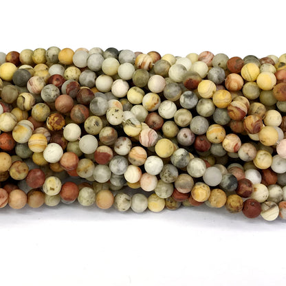 CAG158 Yellow Crazy Lace Agate Beads Matte Round 4mm 15" Strand