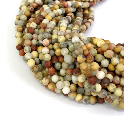 CAG158 Yellow Crazy Lace Agate Beads Matte Round 4mm 15" Strand