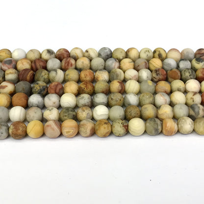 CAG159 Yellow Crazy Lace Agate Beads Matte Round 6mm 15" Strand