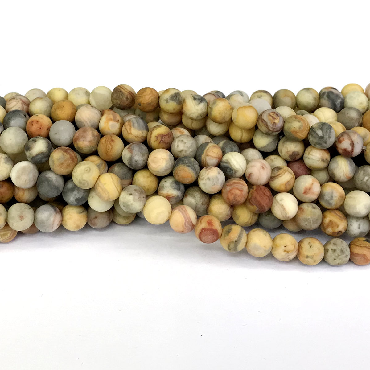 CAG159 Yellow Crazy Lace Agate Beads Matte Round 6mm 15" Strand