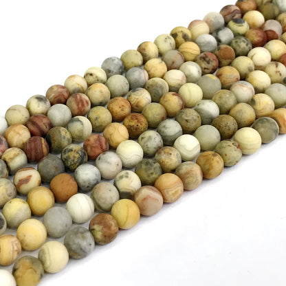 CAG160 Yellow Crazy Lace Agate Beads Matte Round 8mm 15" Strand