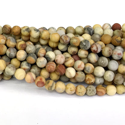 CAG160 Yellow Crazy Lace Agate Beads Matte Round 8mm 15" Strand