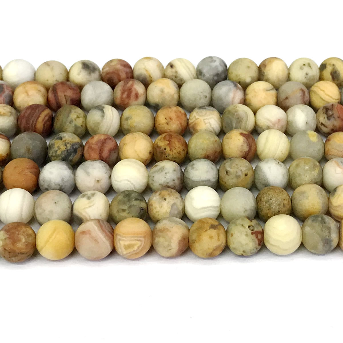 CAG162 Yellow Crazy Lace Agate Beads Matte Round 12mm 15" Strand