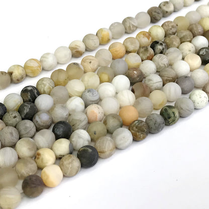 CAG167 Bamboo Leaf Agate Beads Matte Round 6mm 15" Strand