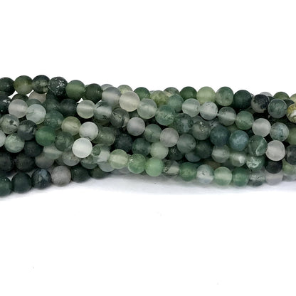 CAG174 Moss Agate Beads Matte Round 4mm 15" Strand