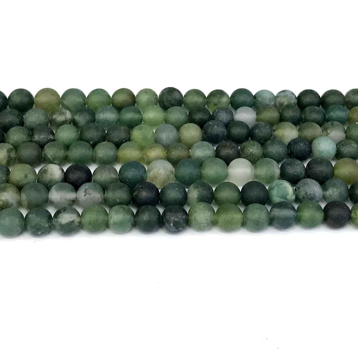 CAG175 Moss Agate Beads Matte Round 6mm 15" Strand