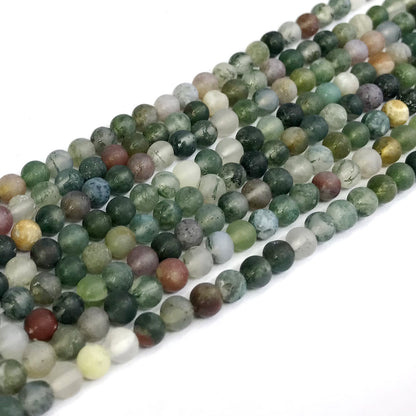 CAG183 Indian Agate Beads Matte Round 4mm 15" Strand