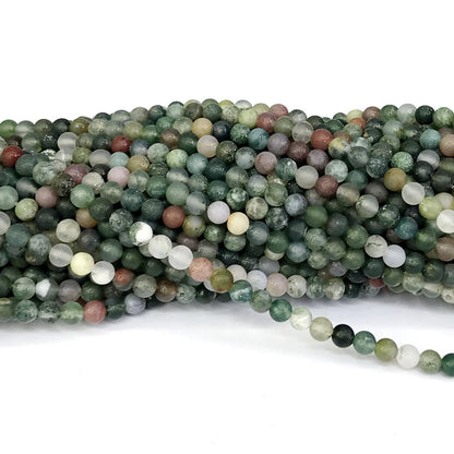 CAG183 Indian Agate Beads Matte Round 4mm 15" Strand