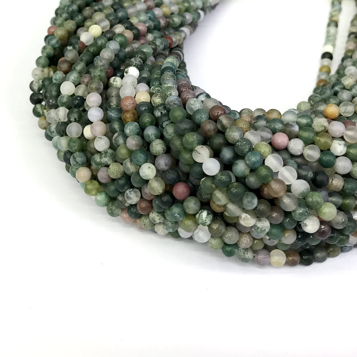 CAG183 Indian Agate Beads Matte Round 4mm 15" Strand