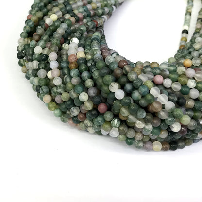 CAG183 Indian Agate Beads Matte Round 4mm 15" Strand