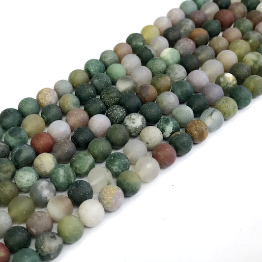 CAG184 Indian Agate Beads Matte Round 6mm 15" Strand