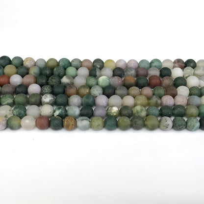 CAG184 Indian Agate Beads Matte Round 6mm 15" Strand