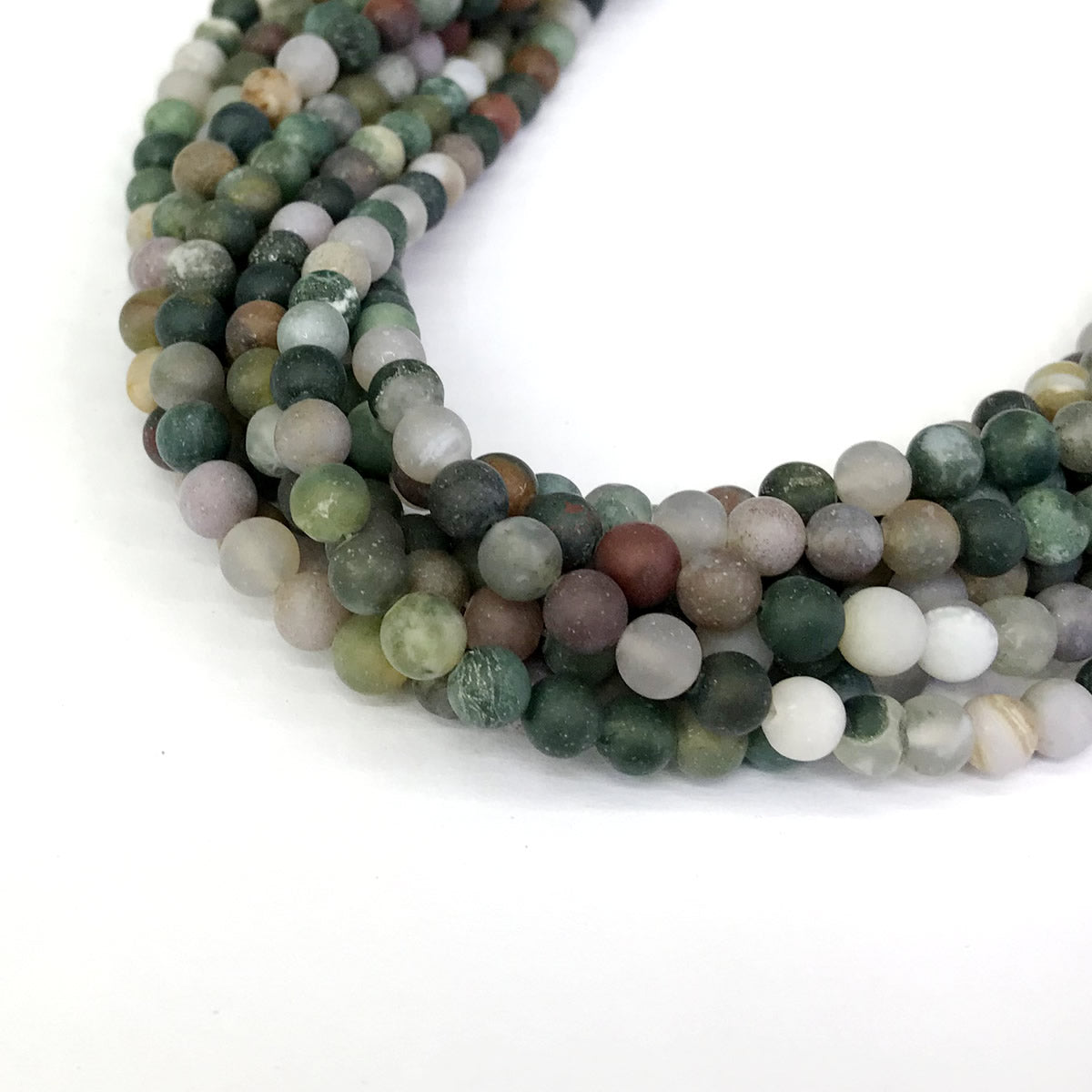 CAG184 Indian Agate Beads Matte Round 6mm 15" Strand