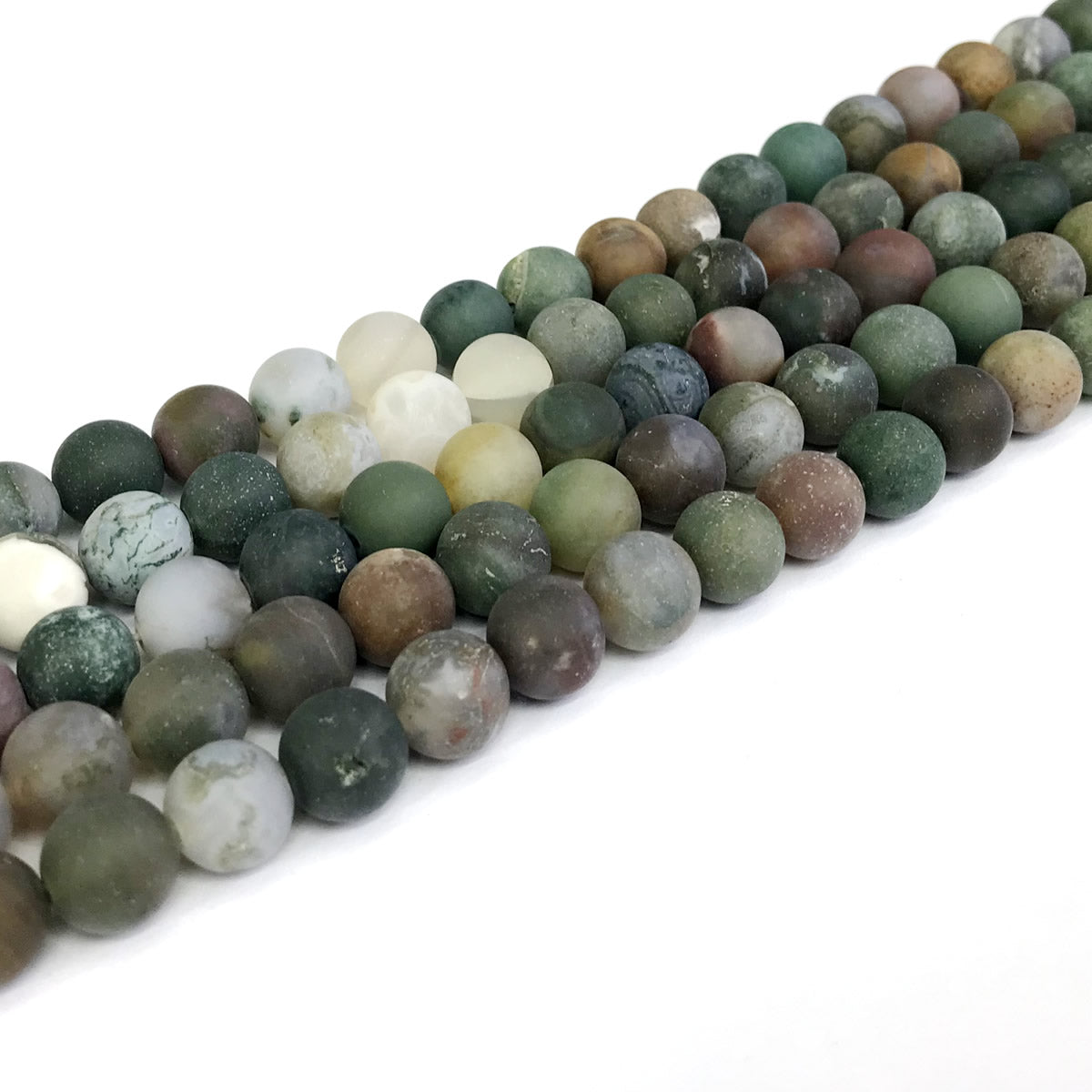 CAG185 Indian Agate Beads Matte Round 8mm 15" Strand