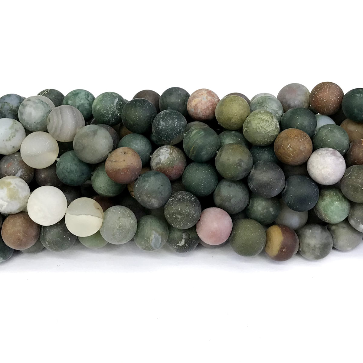 CAG185 Indian Agate Beads Matte Round 8mm 15" Strand