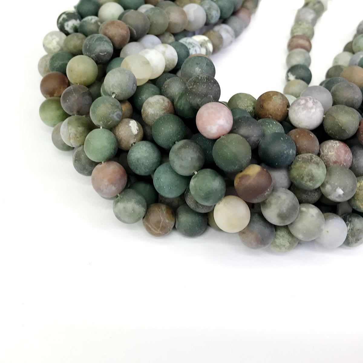 CAG185 Indian Agate Beads Matte Round 8mm 15" Strand