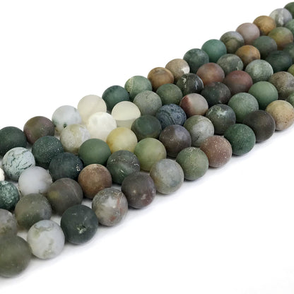 CAG186 Indian Agate Beads Matte Round 10mm 15" Strand