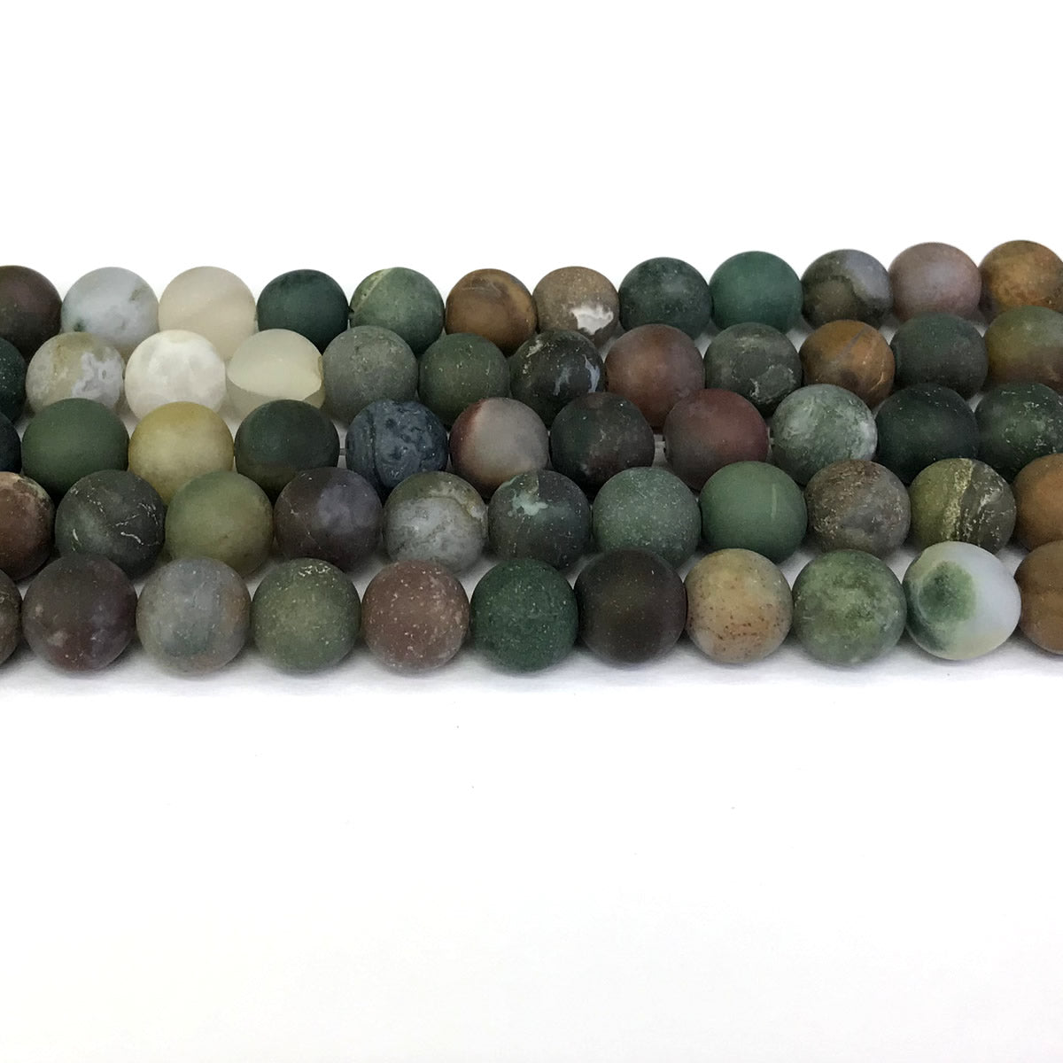 CAG186 Indian Agate Beads Matte Round 10mm 15" Strand