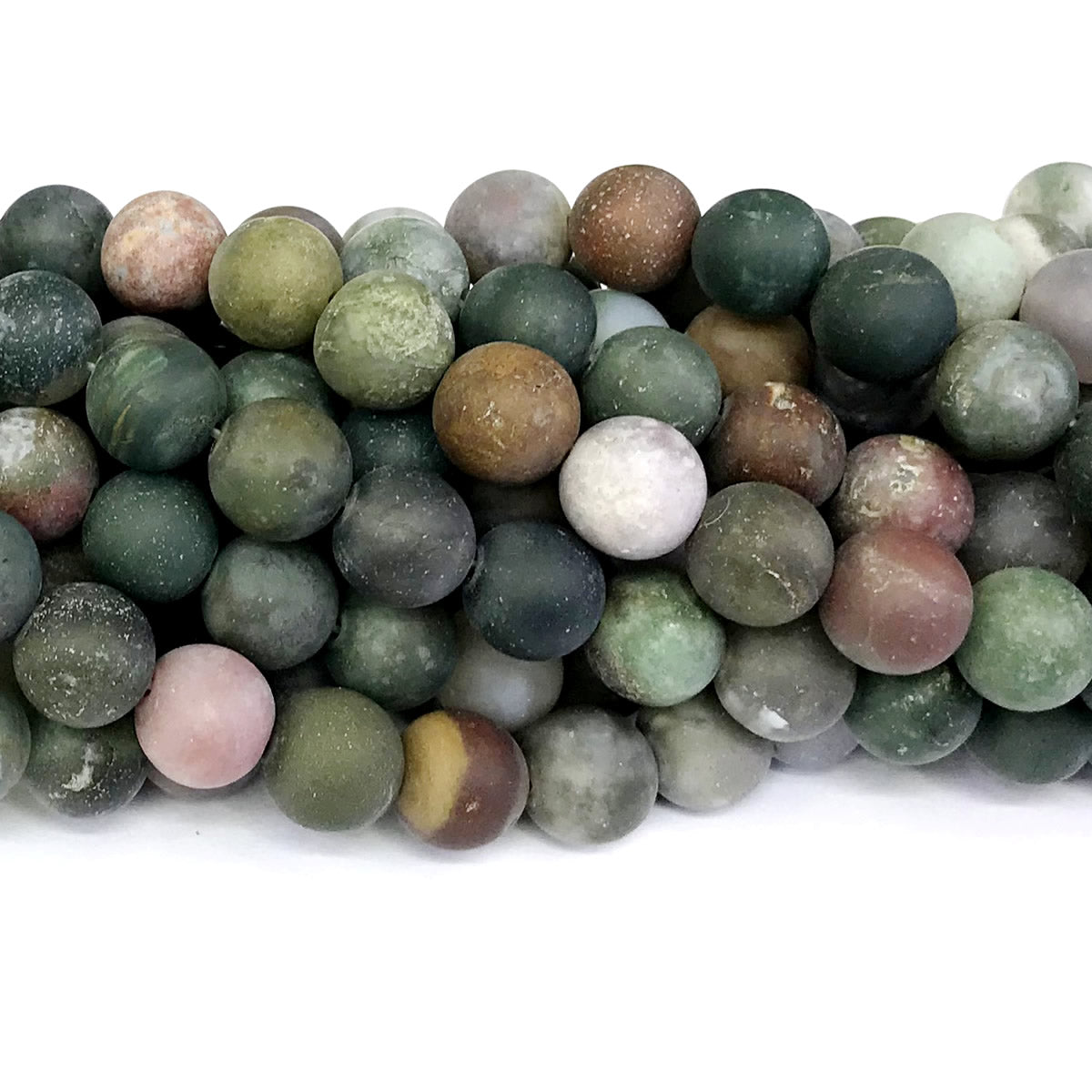 CAG186 Indian Agate Beads Matte Round 10mm 15" Strand