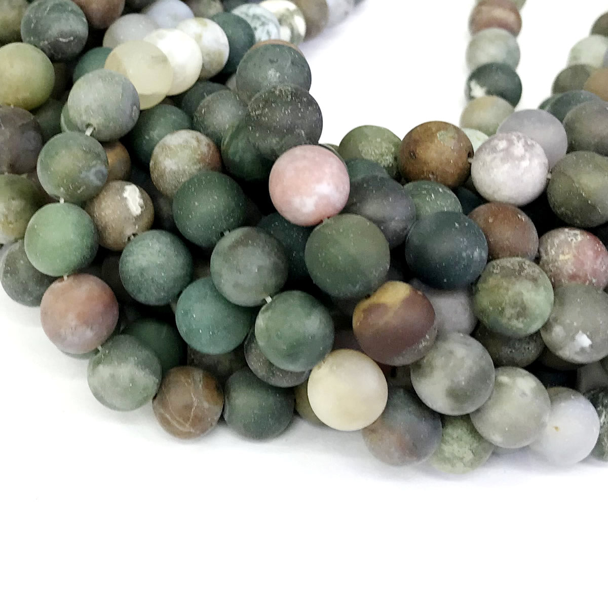 CAG186 Indian Agate Beads Matte Round 10mm 15" Strand