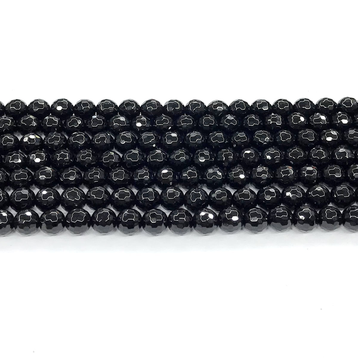 CAG201 Black Agate Beads Faceted Round 6mm 15" Strand