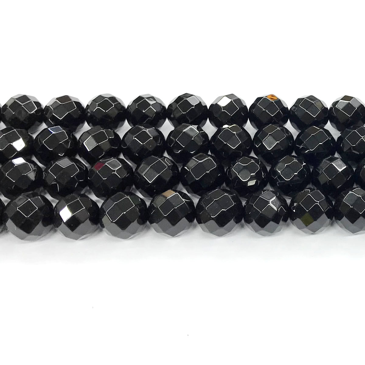 CAG212 Black Agate Beads Faceted Round 14mm 15" Strand